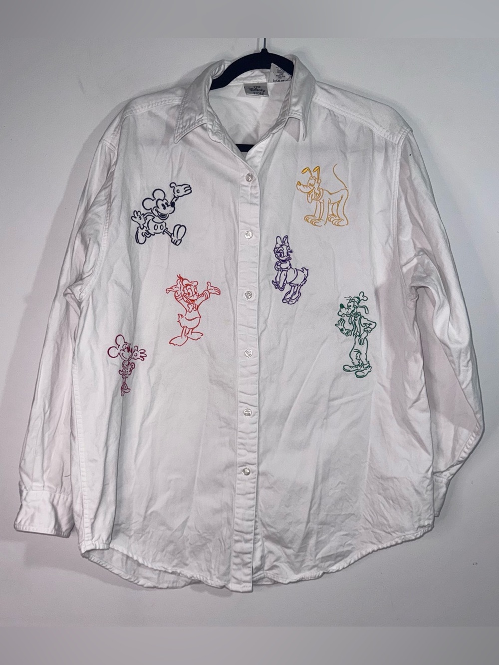 Vintage Disney Store Mickey Minnie Embroidered Shirt Womens L 90s Y2K